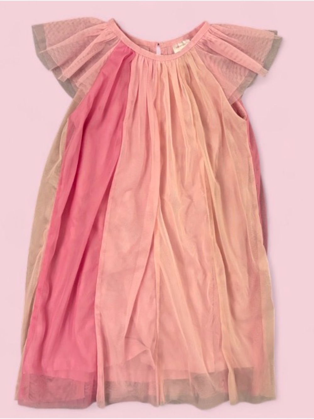 Hanna Andersson Girls Pink Tulle Flutter Sleeve Party Dress Size 5